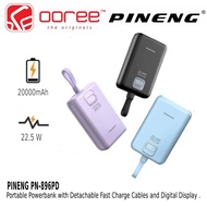 PINENG PN896PD 22.5W 20000mAh PORTABLE POWERBANK WITH DETACHABLE FAST CHARGER CABLES - BLACK / BLUE 