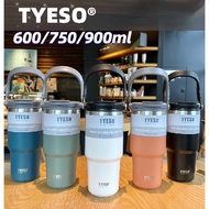 600/750/900ML Tyeso Thermos Cup With Handle Tumbler Cup with Straw Vacuum Water Bottle Cool Ice Cup 304 Stainless Steel Insulated Tumbler Hot And Cold Thermoflask