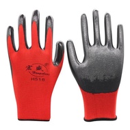 6 Pairs Work Gloves CE EN388 Red Polyester Black PU Mechanic Working Anti-static for Safety Glove Wo