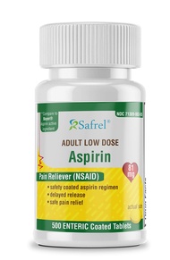 Safrel Generic Bayer Baby Aspirin 81 mg (500 Enteric Coated Tablets) | Adult Low Dose Strength Safe 