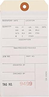 Aviditi 3 Part Carbonless #8 Inventory Tag, 6-1/4" L x 3-1/8" W, 9000-9499 Numbering, White/Manila (