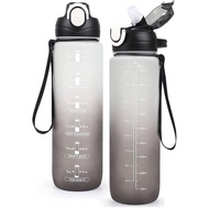 1pc 1000ml/33.82oz Gradient Water Bottle With A Graduated Reminder For Drinking, Convenient To Carry