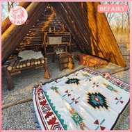 Befairy chăn đắp Bohemian Thảm dã ngoại dệt Retro có thể gập lại cổ điển cho du lịch