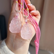 Natural Crystal Nine-Tailed Fox Pendant, Girl Jewelry, Crystal Fox Necklace Pink Crystal