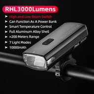 【ส่งภายใน 3 วัน】ROCKBROS ไฟจักรยาน 1000/1500 Lumen กันน้ำแบบชาร์จไฟ LED ไฟหน้าจักรยาน 4500mAh