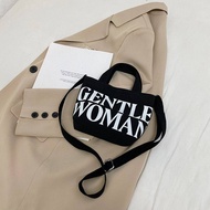 QUANJIA Thai Gentlewoman กระเป๋าผ้าใบ Small ตัวอักษรขนาดเล็กกระเป๋าสะพายข้างกระเป๋าคนส่งเอกสารลำลองผ
