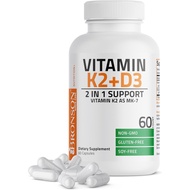 Bronson Vitamin K2 D3 (MK7) plement Non-GMO Formula Vitamin D3 5000IU (125 mcg) & 90 mcg K2 MK-7, Ea