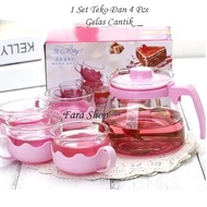Quin Prabot Tepot 1 Set of Teapot and 4 Beautiful Glasses / Teapot Set Glasses / Tea Pot