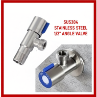 Stop Valve Stainless Steel Quarter Turn Angle Valve Bathroom Faucet Sink Valve  1/2 Inch One Way Val