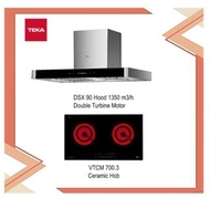 Teka DSX90 Chimeny Hood (1350m3/h) + VTCM700.3 Ceramic Hob with Ducting Set