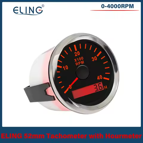 ELING 52mm Tachometer RPM Gauge 0-3000RPM 0-4000RPM 0-6000RPM 0-8000RPM with Red Backlight for Vesse
