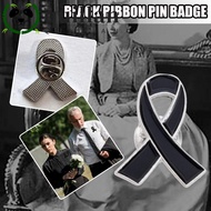 QUILLAN Black Ribbon Pin, Melanoma Cancer Awareness Funeral Ribbon Badge Brooch, Enamel Black Ribbon