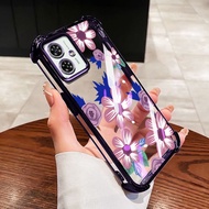 VRQR for Motorola Moto G54 G84 Casing White Camellia Clear Shockproof Phone Case