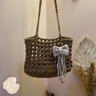 GANTUNGAN Crochet Ribbon Bag Hanger Crochet Bow Bag charms