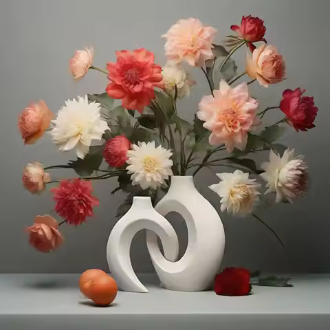 Hollow Nordic Modern Plastic Vase Set of 2 for Modern Home Decor,Modern Boho Hollow Flower Vases for