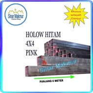 Besi Holo Hollow Hitam 4x4 CM Pink