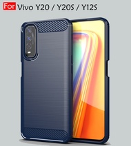Carristo Vivo Y20 / Vivo Y20S / Vivo Y12S Back Case Cover Carbon Fiber Brushed TPU Silicone Soft Cas