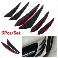  6pcs Carbon Fiber Look Car Front Bumper Fins Spoiler Wing Lip Splitter Universal