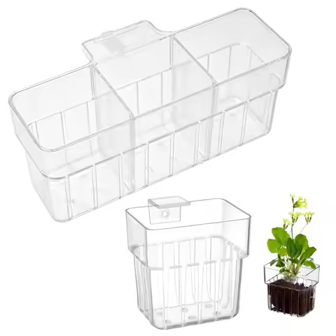 Aquarium Transparent Hydroponic Basket Wall-Mounted Emergent Plant Stand - Household Cup for Aquatic