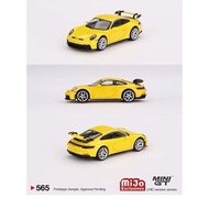 AT SHOP - 1/64_Mini GT 565 1:64 Porsche 911 (992) GT3 Racing Yellow Model Car LHD