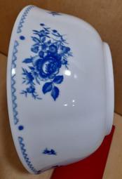 早期大同窯青花藍玫瑰瓷碗 湯碗 湯碗公-直徑 21.5公分