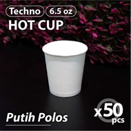 PUTIH (Boss) Hot Cup 6.5 oz Techno Plain White - Paper Cup - Paper Cup