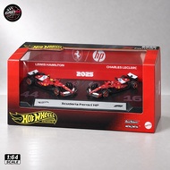 Hot Wheels Premium F1 2025 Ferrari 2-Pack 1:64 Hamilton 44 Leclerc 16 JMM99