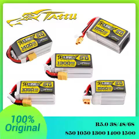 Tattu R-Line 5.0 150C 3S/4S/6S 850 1050 1200 1300 1400 1550mAh Lipo Battery XT30 XT60 Plug For FPV R