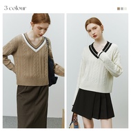Versace Lann 22FS4487 Preppy Style V-Neck Sweater Women Autumn Winter Loose Lazy Style Thick Needle 