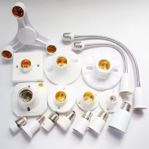 Flexible E27 to E27 E14 to E27 Lamp Base 18CM 28CM 38CM 48CM 58CM Extension Light Holder Converters 