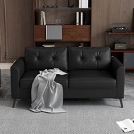 Apartment sofa, living room, black leather double sofa