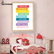 Canvas Painting Kids Room Decoration Colorful Cute Text Art Print Poster Inspire Your Own Sentence Classroom Home Decoration