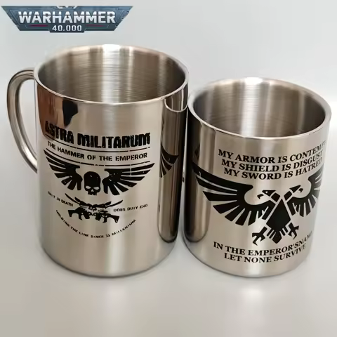 Warhammer 40K New Metal Stainless Steel Gloss Water Cup 290ml/370ml Game Peripheral Empire Double Ea