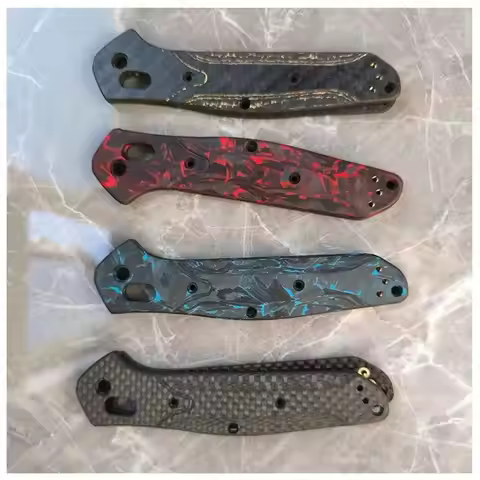 1 Pair Carbon Fibre Material Knife Handle Scales for Benchmade 940 Osborne Knives Golden Thread Grip