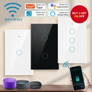 Smart WiFi Touch Switch 3 Gang 100-240V, No Neutral Wire Required, Compatible with Alexa and Hey Goo