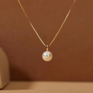 【ZNBY】Women's Pearl Necklace Gold Plated Exquisite Pearl Necklace Necklace Simple Gold Pearl Pendant