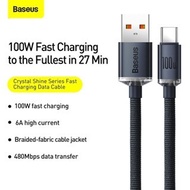 BASEUS DATA CABLE 100W 5A CRYSTAL SHINE USB TO TYPE C (USB a TO TYPE-C) FAST CHARGING 2 meters