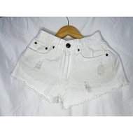[READY Daily Kawaii Y2K Coquette Mori Goth Vintage Outfit] LL Ripped Love Heart Hot Pants White
