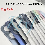 For 15 Pro max 15 Plus Big Hole Back Glass Cover Back Glass Replacement Rear Door Housing