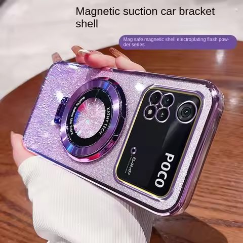 For Xiaomi POCO X5 X4 X3 Pro Case Soft Bling Glitter Ring Magnetic Slim Protective Back Cover Case F