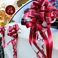 KY/🏅TaTanice Wedding Car Latte Art  Wedding Handmade Flower Wedding Car Rearview Mirror Handle Decoration Floral Ball Bo
