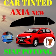 Perodua (Axia New) 4 Door Tinted 2PLY UV 99% Hitam(Gelap 30% 50% 65% 80% 95%) Siap Potong/Car Tinted