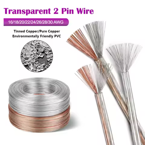 2/10/50m UL2468 Transparent 2Pin Sheath Power Cord 16/18/20/22/24/26/28/30 AWG PVC Insulated Audio S