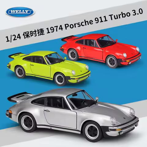 WELLY 1:24 1974 Porsche 911 Turbo 3.0 Alloy Die-Cast Model Car - First Generation Turbo, Official Li