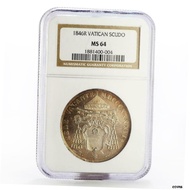 イタリア 教皇庁 Sede Vacante SCUDO バチカン 1846 R NGC MS64Italy PAPAL STATES Sede Vacante SCUDO Vatican 1846 R