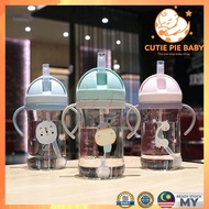 (250ml/350ML) Baby Water Bottle Learning Cup Non-spill Training Cup Leak-Proof Fee With Gravity Ball Straw Handle Bottle