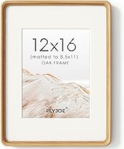 12x16 Picture Frame, USA-Sourced Natural Oak Wood Photo Frame with Tempered Glass, Handcrafted Round