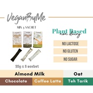 3 sachet of VeganByMe with 3 different flavors - non-gluten, non-diary, free sugar, lactose free, la