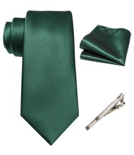 RBOCOTT 8cm Solid Color Tie and Pocket Square with Tie Clip Sets for Men