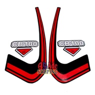 STIKER STRIPING LIS BODY MOTOR HONDA CB 100 MERAH STANDAR FULL SET
